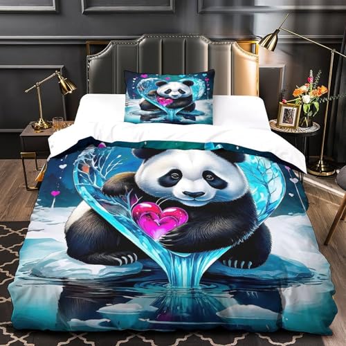 TDSNKAVHB Riesenpanda3D-Druck Bettdeckenbezug Bettwaren-Set Weiche Mikrofaser Nettes HaustierVerstecktem Reißverschluss Und Kissenbezügen Für Teenager KinderSingle（135x200cm） von TDSNKAVHB