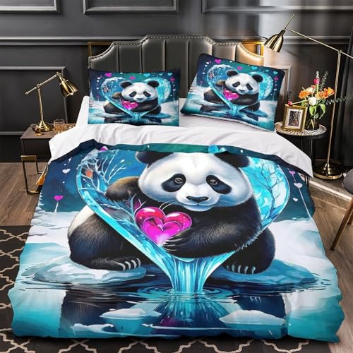 TDSNKAVHB Riesenpanda3D-Druck Bettdeckenbezug Raumdekoration Mikrofaser Mit Nettes HaustierVerstecktem Reißverschluss Und Kissenhüllen Für Kinder ErwachseneDouble（200x200cm） von TDSNKAVHB