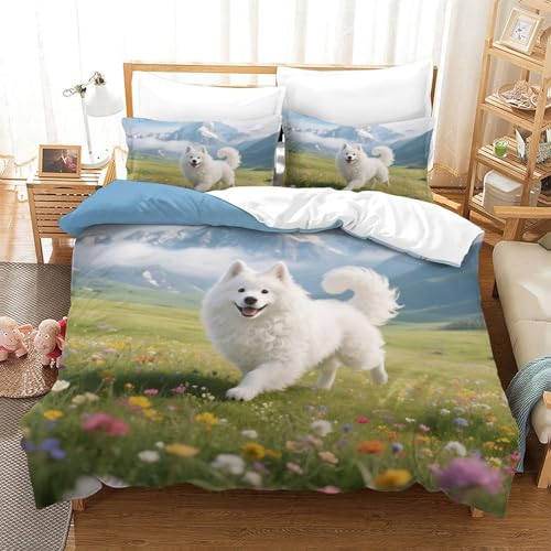 TDSNKAVHB Samojed3D Printing Duvet Covers RoomDecor Microfiber with niedlich HaustierHidden Zipper and Pillow Case for Teen KidsDouble（200x200cm） von TDSNKAVHB