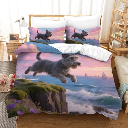 TDSNKAVHB Schottischer Terrier3D Printing Bed Set Bedding Set Microfiber Soft niedlich HaustierHidden Zipper and Pillow Case for Boys and GirlsDouble（200x200cm） von TDSNKAVHB