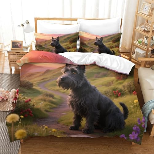 TDSNKAVHB Schottischer Terrier3D Printing Bed Set Bedding Set Microfiber with niedlich HaustierHidden Zipper and Pillow Shams for Kids AdultSuper King（260x220cm） von TDSNKAVHB