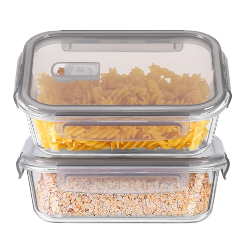 TDSYDS Glasbehälter mit Deckel 4 Stück(2 Behälter + 2 Deckel) - Frischhaltedosen Glas mit Deckel 640ML Mikrowellengeschirr - Meal Prep Boxen Glas Lunchbox - Vorratsdosen Glas mit Deckel von TDSYDS