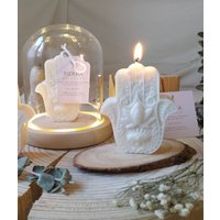 Fatima Hand Kerze, Hamsa Form Der Handgemachte Soja Wachs Vegan Boho Dekor Kerze von TDVCandleStudio