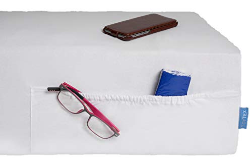 TDYTEX Pocket Sheets Spannbettlaken mit integrierten Taschen bis 35 cm Höhe 100% Baumwolle Oeko-Tex ordentlich auch bei Boxspringbetten (180x200-200x220; hellblau) von TDY