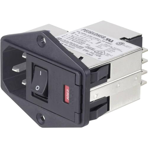 TE Connectivity 8-6609107-1 PS0S0DSXB=C1265 Netzfilter mit Schalter, mit 2 Sicherungen, mit Kaltgerätebuchse 250 V/AC 1 von TE