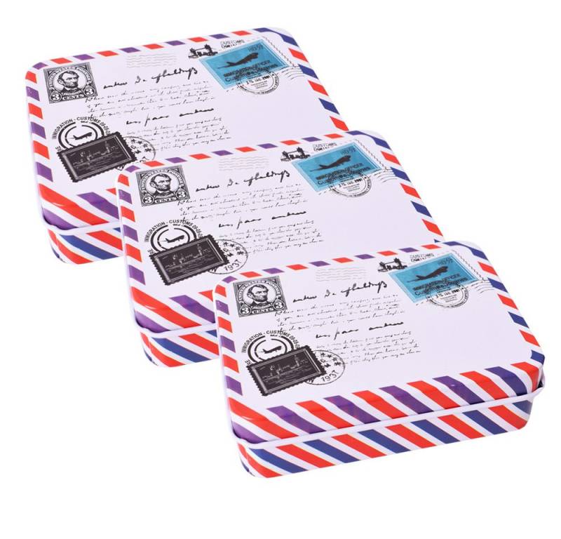 TE-DecoArt Aufbewahrungsdose 3 Stück Blechdose Metalldose Retro Dose 9 cm (einzeln verpackt), Bestens für Utensilien geeignet von TE-DecoArt