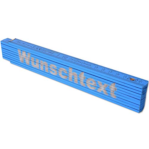 TE-Trend 2m Zollstock Gravur Meterstab Metermaß Gliedermaßstab Maßstab Wunschtext Namen Text 20 Zeichen Geschenk Blau von TE-Trend