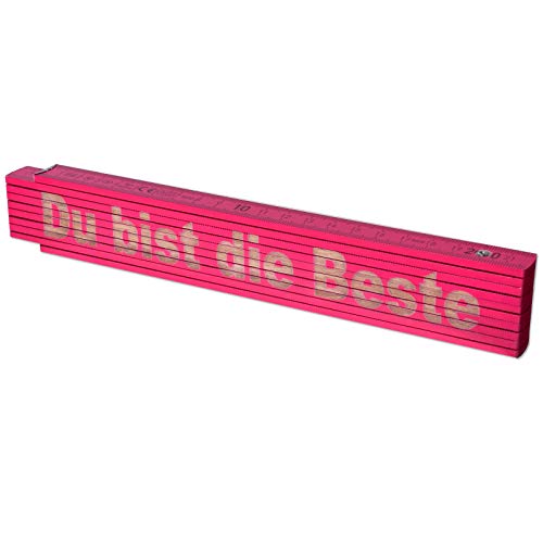 TE-Trend 2m Zollstock Pink Meterstab personalisierter Zollstock Frauen Laser Gravur Maßstab Spruch Du bist die Beste Rosa von TE-Trend