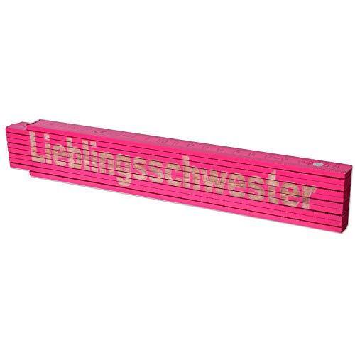 TE-Trend 2m Zollstock Pink Meterstab personalisierter Zollstock Frauen Laser Gravur Maßstab Spruch Lieblingsschwester Rosa von TE-Trend