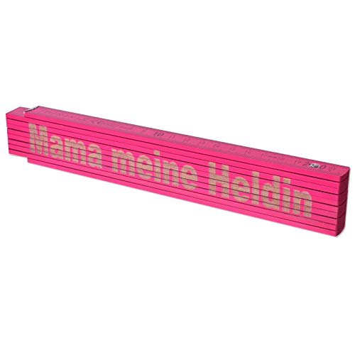 TE-Trend 2m Zollstock Pink Meterstab personalisierter Zollstock Frauen Laser Gravur Maßstab Spruch Mama meine Heldin Rosa von TE-Trend