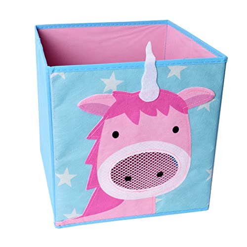 TE-Trend Aufbewahrungsbox Kinderzimmer Einhorn Faltbox Unicorn Storage Box Kinder zur Spielzeug Aufbewahrung 20l Spielzeugkiste in Rosa Blau von TE-Trend