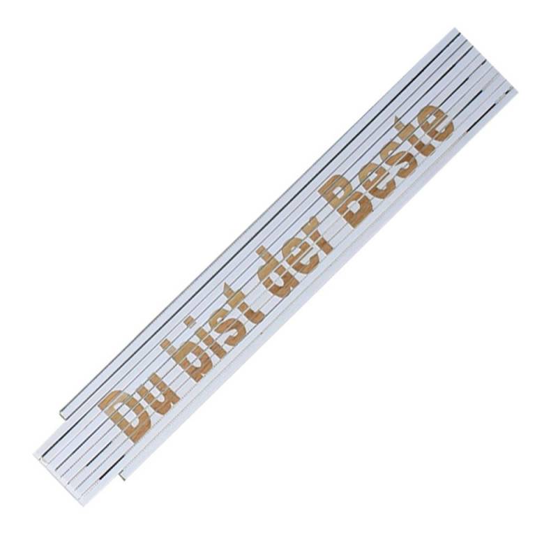 TE-Trend Zollstock Maßstab Laser Gravur Spruch Du bist der Beste weiß, Meterstab mit Halbmond Endkappen von TE-Trend