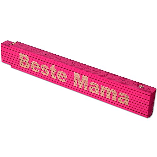 TE-Trend Zollstock Pink 2 Meter Maßstab Gliedermaßstab Laser Gravur Spruch Vatertag Muttertag Mama Geburtstag Beste Mama von TE-Trend