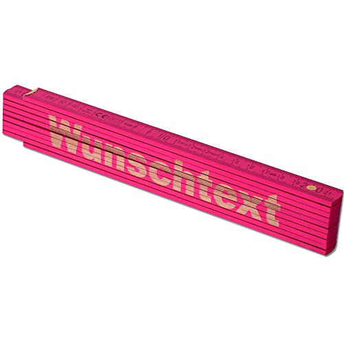 TE-Trend Zollstock Pink 2 Meter Maßstab Gliedermaßstab Laser Gravur Spruch Vatertag Muttertag Mama Geburtstag Wunschtext 20 Zeichen von TE-Trend