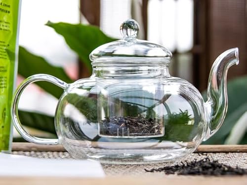 TEA CAA Glas Teekanne Herdsicher - Klare Teekanne mit abnehmbarem Infuser 1000ml | Lose Blatt und Blühender Teebereiter | Teekanne Glas mit Herausnehmbarem Teesieb | Hitzefest und Mikrowellenbeständig TEA CAA Glas Teekanne Herdsicher - Klare Teekanne mit abnehmbarem Infuser 1000ml | Lose Blatt und Blühender Teebereiter | Teekanne Glas mit Herausnehmbarem Teesieb | Hitzefest und Mikrowellenbeständig von TEA CAA
