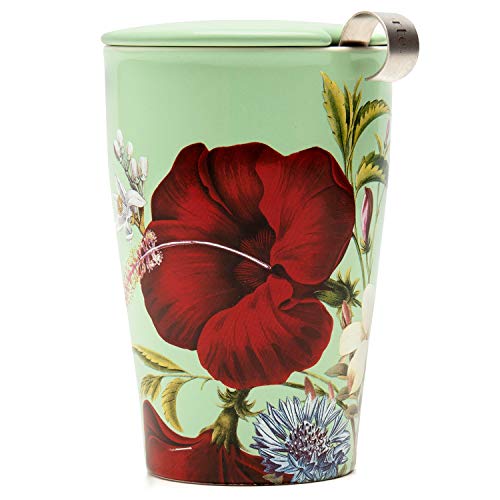 Tea Forté Kati Cup Fleur | Becher aus Edelstahl Herausnehmbarer Aufgussbecher | Qualitätsporzellan | 350 ml von Tea Forte