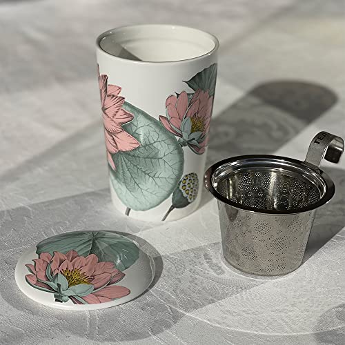 TEA SOUL Lotototasse • Porzellanbecher mit Deckel und perforiertem Filter • Fassungsvermögen 350 ml von TEA SOUL