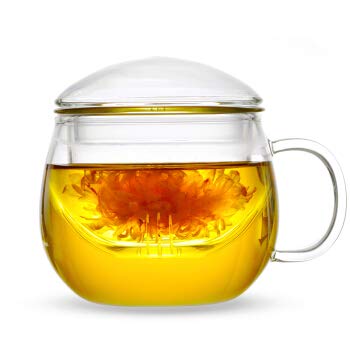 Tea & Tea 300ml Teetasse mit Deckel Rund + Sieb/Teeglas mit Glasfilter / 300ml Borosilikatglas Tasse mit Filter von Feelino … von TEA & TEA
