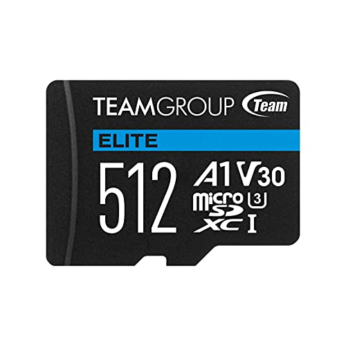 TEAMGROUP Elite A1 512GB microSDXC UHS-I U3 V30 A1 High Speed Flash Memory Card with Adapter for Phone, Android Mobile Device, 4K Shooting TEAUSDX512GIV30A103 (Read Speed up to 90MB/s) von TEAMGROUP