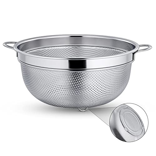 TEAMFAR Sieb, Edelstahl Klein Nudelsieb Abtropfsieb mit Griffen, Micro-Perforierte Seiher Mehlsieb Küchensieb für Nudel/Gemüse/Obst/Reis/Küche, Ungiftig & Spülmaschinenfest, 19,5cm von TEAMFAR