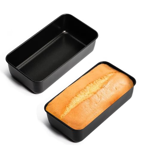 TEAMFAR Kastenform, 2-teiliges Edelstahl Brotbackform Brotform mit Antihaftbeschichtung, Kastenbackform perfekt für Kuchen & Brote, Königskuchenform - 23,5 x 12,6 x 6,2 cm, Gesund & Leicht zu reinigen von TEAMFAR
