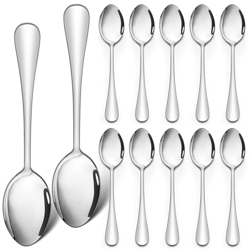 TEAMFAR Teelöffel, 12 Stück Edelstahl Poliert Kaffeelöffel Dessertlöffel Set, Klein Löffel für Hause/Restaurant/Hotel, Spülmaschinenfest, 13,4cm von TEAMFAR