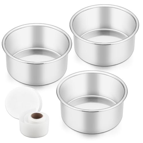 TeamFar 10,2 cm Kuchenform, Edelstahl, Mini-Kuchenform, klein, rund, Backformen-Set, zum Backen Dämpfen, Servieren, ungiftig und stabil, leicht zu reinigen und spülmaschinenfest, 3er-Set TeamFar 10,2 cm Kuchenform, Edelstahl, Mini-Kuchenform, klein, rund, Backformen-Set, zum Backen Dämpfen, Servieren, ungiftig und stabil, leicht zu reinigen und spülmaschinenfest, 3er-Set von TEAMFAR