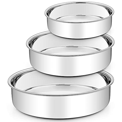 TeamFar Kuchenform, 15,2 cm und 20,3 cm und 24,8 cm, Edelstahl, runde Backstöcke, Kuchenformen-Set zum Backen, Dampfgaren, Servieren, gesund und robust, spiegelnd, spülmaschinenfest, 3 Stück TeamFar Kuchenform, 15,2 cm und 20,3 cm und 24,8 cm, Edelstahl, runde Backstöcke, Kuchenformen-Set zum Backen, Dampfgaren, Servieren, gesund und robust, spiegelnd, spülmaschinenfest, 3 Stück von TEAMFAR