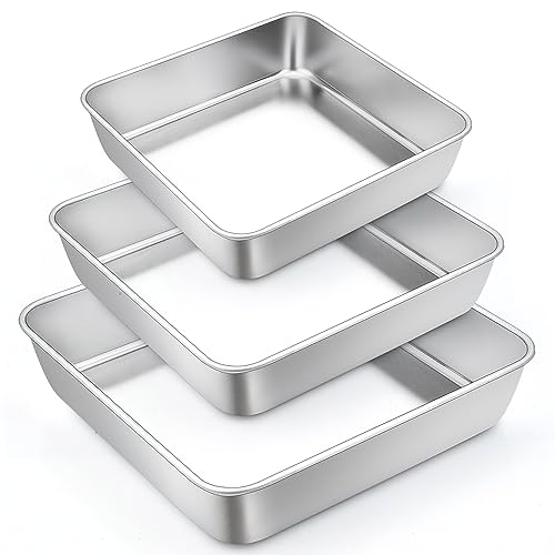 TeamFar Quadratische Kuchenform, 15,2 cm, 20,3 Edelstahl, quadratisch, Backform für Kuchen, Brownie, Lasagne, ungiftig & strapazierfähig, einteilige Form tiefe Wand, glatt spülmaschinenfest - 3er Set TeamFar Quadratische Kuchenform, 15,2 cm, 20,3 Edelstahl, quadratisch, Backform für Kuchen, Brownie, Lasagne, ungiftig & strapazierfähig, einteilige Form tiefe Wand, glatt spülmaschinenfest - 3er Set von TEAMFAR
