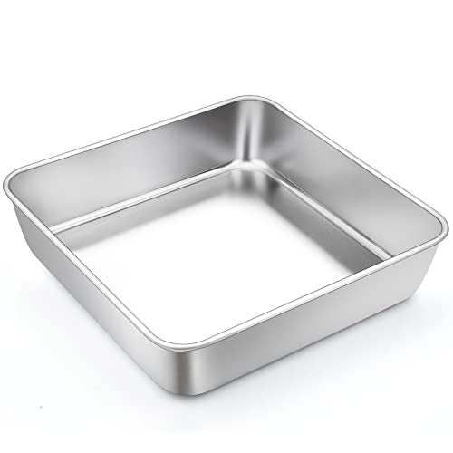 TeamFar Quadratische Kuchenform, 22,9 cm, Edelstahl, quadratisch, Backform für Kuchen, Brownie, Lasagne, ungiftig und robust, einteiliges Design & glatt, spülmaschinenfest und leicht zu reinigen TeamFar Quadratische Kuchenform, 22,9 cm, Edelstahl, quadratisch, Backform für Kuchen, Brownie, Lasagne, ungiftig und robust, einteiliges Design & glatt, spülmaschinenfest und leicht zu reinigen von TEAMFAR