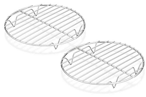 TeamFar Rundes Kühlgitter, 2er-Set, 19,5 cm, rund, Backen, Dämpfen, Bratrost-Set, Edelstahl, gesund & spülmaschinenfest, spiegelnd & rostfrei von TEAMFAR