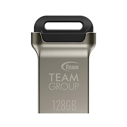 TEAMGROUP C162 128 GB USB 3.2 Gen 1 (USB 3.1/3.0) Mini passt Metall USB Flash Drive, Lesegeschwindigkeit bis zu 90 MB/s, externer Speicher Thumb Drive Memory Stick TC1623128GB01 von TEAMGROUP