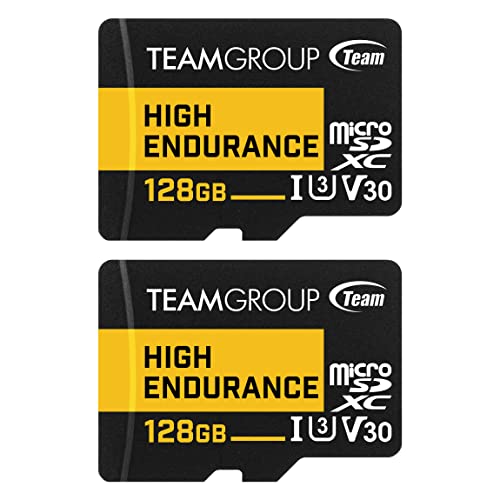 TEAMGROUP High Endurance 128 GB Micro SDXC UHS-I U3 V30 100 MB/s entworfen für die Überwachung, stabil, langlebig, Überwachungskamera, 4K & Full HD Videoaufnahmen THUSDX128GIV3067 von TEAMGROUP