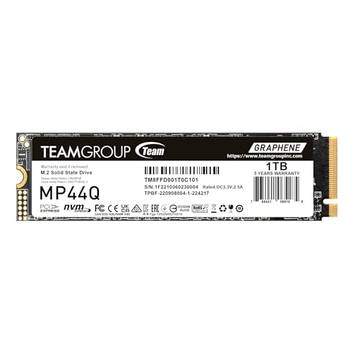 TEAMGROUP MP44Q SLC Gen 4x4 M.2 2280 PCIe 4.0 Cache mit NVMe für Laptop und Desktop und NUC und NAS SSD Lese-/Schreibgeschwindigkeit bis zu 7400/6200MB/s TM8FFD001T0C101 TEAMGROUP MP44Q SLC Gen 4x4 M.2 2280 PCIe 4.0 Cache mit NVMe für Laptop und Desktop und NUC und NAS SSD Lese-/Schreibgeschwindigkeit bis zu 7400/6200MB/s TM8FFD001T0C101 von TEAMGROUP