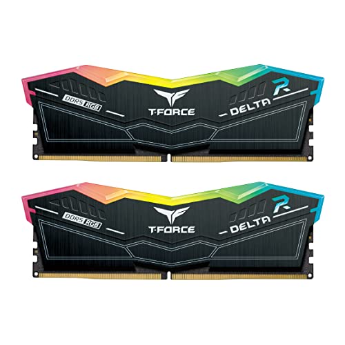 TEAMGROUP T-Force Delta RGB DDR5 32GB Kit (2x16GB) 6400MHz (PC5-51200) CL40 Desktop-Speichermodul RAM (Schwarz) für Z690 - FF3D532G6400HC40BDC01 von TEAMGROUP