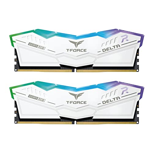 TEAMGROUP T-Force Delta RGB DDR5 Ram 32GB Kit (2x16GB) 7200MHz (PC5-57600) CL34 Desktop Speichermodul RAM (weiß) für 600 Series Chipsatz - FF4D532G7200HC34ADC01 von TEAMGROUP