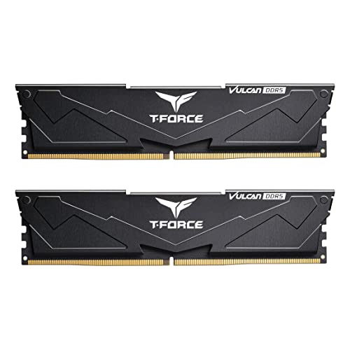 TEAMGROUP T-Force FLBD532G5200HC40CDC01 Vulcan DDR5 32GB (2x16GB) 5200MHz (PC5-41600) CL40 Intel XMP 3.0 & AMD Expo kompatibles Desktop-Speichermodul RAM Schwarz von TEAMGROUP