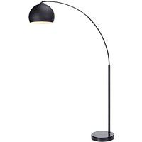Teamson Home - Arquer Gewölbt Gebogen Stehende LED-Stehlampe mit Glockenschirm und Marmorsockel, Moderne Beleuchtung in Schwarz für Wohnzimmer, von TEAMSON HOME