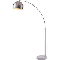 Teamson Home - Arquer Gewölbt Gebogen Stehende LED-Stehlampe mit Glockenschirm und Marmorsockel, Moderne Beleuchtung in Silber-Nickel für Wohnzimmer von TEAMSON HOME