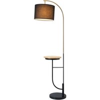 Danna Arc Stehlampe mit usb -Hafen, Holztisch, Marmorbasis und schwarzer Schatten - Teamson Home von TEAMSON HOME