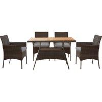 Teamson Home 5-teiliges Gartenmöbel-Set für den Außenbereich, Rattan-Gartentisch & 4 Stühle mit abnehmbaren Kissen, wetterbeständig, Braun/Creme von TEAMSON HOME