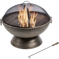 Teamson Home - Garten Große Holzbefeuerte Feuerstelle, Gartenmöbel, Kaminofen, Feuerstellenheizung, Metall-Feuerschale, Holzbrenner mit Schürhaken von TEAMSON HOME