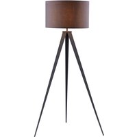 Romanza LED-Stativ-Stehlampe mit Trommelschirm, Moderne Beleuchtung in Grau für Wohnzimmer, Schlafzimmer oder Esszimmer - Teamson Home von TEAMSON HOME