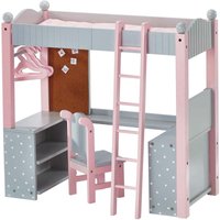 Puppen-Etagenbett Schreibtisch Puppenzubehör Spielzeug Olivias World TD-0204AG - Rosa/Grau von TEAMSON KIDS