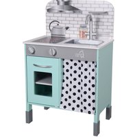 Teamson Kids - Little Chef Zeitgenössisches interaktives Holzspielzeug-Küchenset mit höhenverstellbaren Beinen Pretend Play Blau/Weiß TD-13554B von TEAMSON KIDS