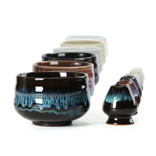 Japanische Matcha-Schale aus Keramik mit Schneebesenhalter, 510 ml. TEANAGOO K14, Blau, Chawan Matcha-Teeschale, Matcha-Keramikschale, Teeschalen für Japanische Matcha-Schale aus Keramik mit Schneebesenhalter, 510 ml. TEANAGOO K14, Blau, Chawan Matcha-Teeschale, Matcha-Keramikschale, Teeschalen für von TEANAGOO