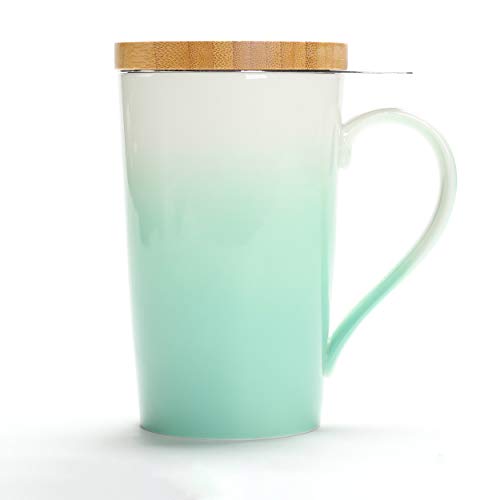 TEANAGOO EM066-DG Teetasse mit Filter und Deckel, 510 ml, Dunkleres Grün, Mom Dad Frauen-Infuser, Becher-Steeper-Hersteller, Brauen-Sieb-Loose Leaf-Tee, Diffusorbecher für Liebhabergeschenk Teetasse von TEANAGOO