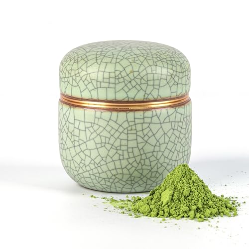 TEANAGOO Kleiner keramischer Matcha-Behälter | 2,8 oz tragbarer Aufbewahrungsbehälter, doppelt versiegelt mit Aluminium-Deckel, Frischegarantie für 18g Matcha, X6 Lt.grün mit schwarzer Naht TEANAGOO Kleiner keramischer Matcha-Behälter | 2,8 oz tragbarer Aufbewahrungsbehälter, doppelt versiegelt mit Aluminium-Deckel, Frischegarantie für 18g Matcha, X6 Lt.grün mit schwarzer Naht von TEANAGOO
