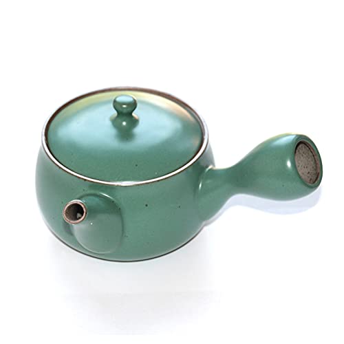 Traditionelle japanische Kyusu Teekanne aus emailliertem Ton, Grün • Eingebauter Filter • Fassungsvermögen 320 ml • Tea Soul von TEA SOUL