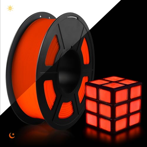TECBEARS Glow in the Dark Filament PLA 1.75mm, PLA Leuchtet Filament Rot, Maßgenauigkeit +/- 0.02mm, 1kg Spule Filament PLA für 3D Drucker, Leuchtendes Rot von TECBEARS